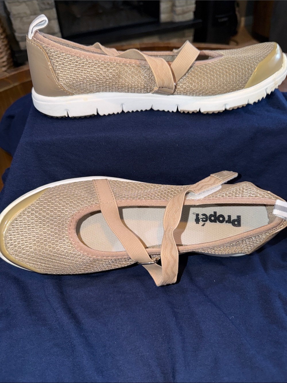 Propet Women's Slip-On Mesh Ballet Flat in Taupe/Nude